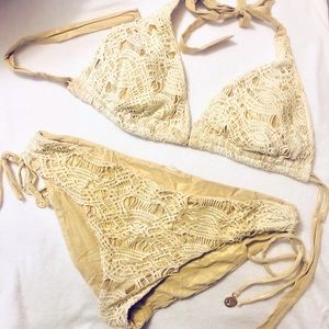 Luli Fama Gold and Cream Bikini